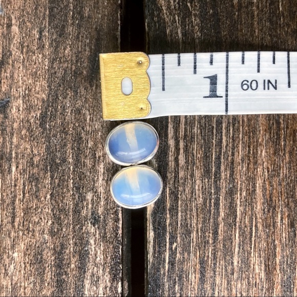 Sterling Silver Opalite Crystal Stud Earrings Handmade New - Picture 7 of 9